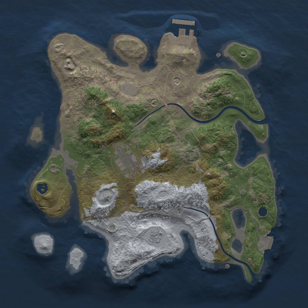 Rust Map: Procedural Map, Size: 2750, Seed: 1094627387, 6 Monuments