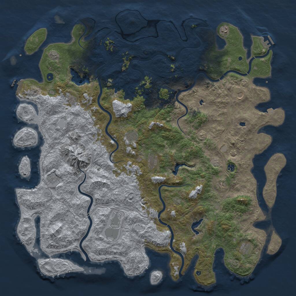Rust Map: Procedural Map, Size: 6000, Seed: 2847563, 17 Monuments