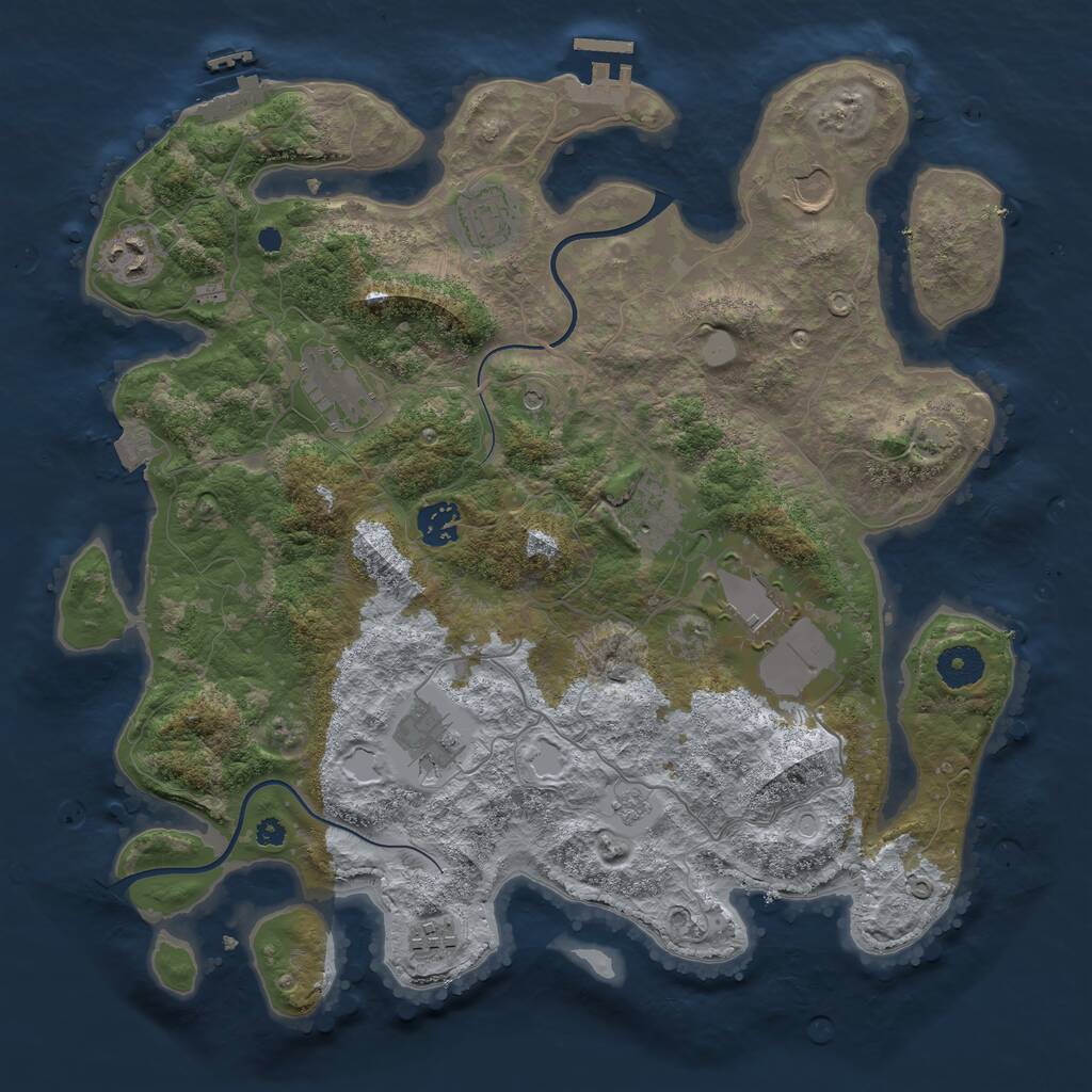 Rust Map: Procedural Map, Size: 3700, Seed: 1779917284, 15 Monuments