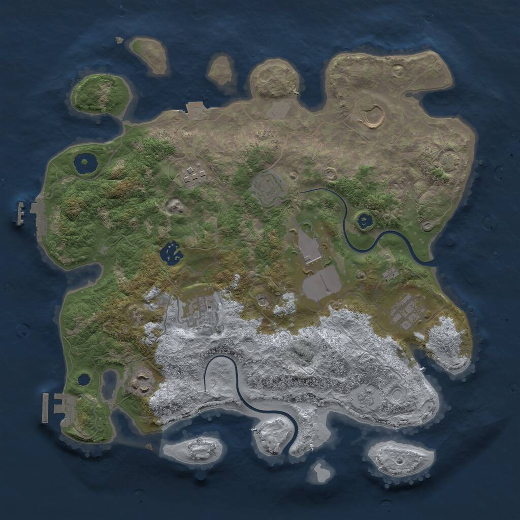 Rust Map: Procedural Map, Size: 3500, Seed: 640850666, 14 Monuments