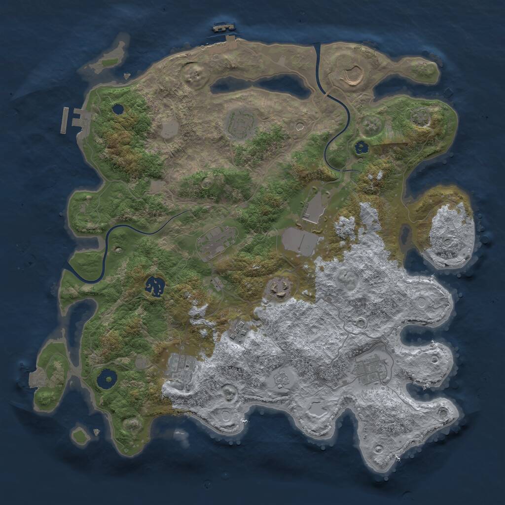 Rust Map: Procedural Map, Size: 3800, Seed: 193995789, 15 Monuments