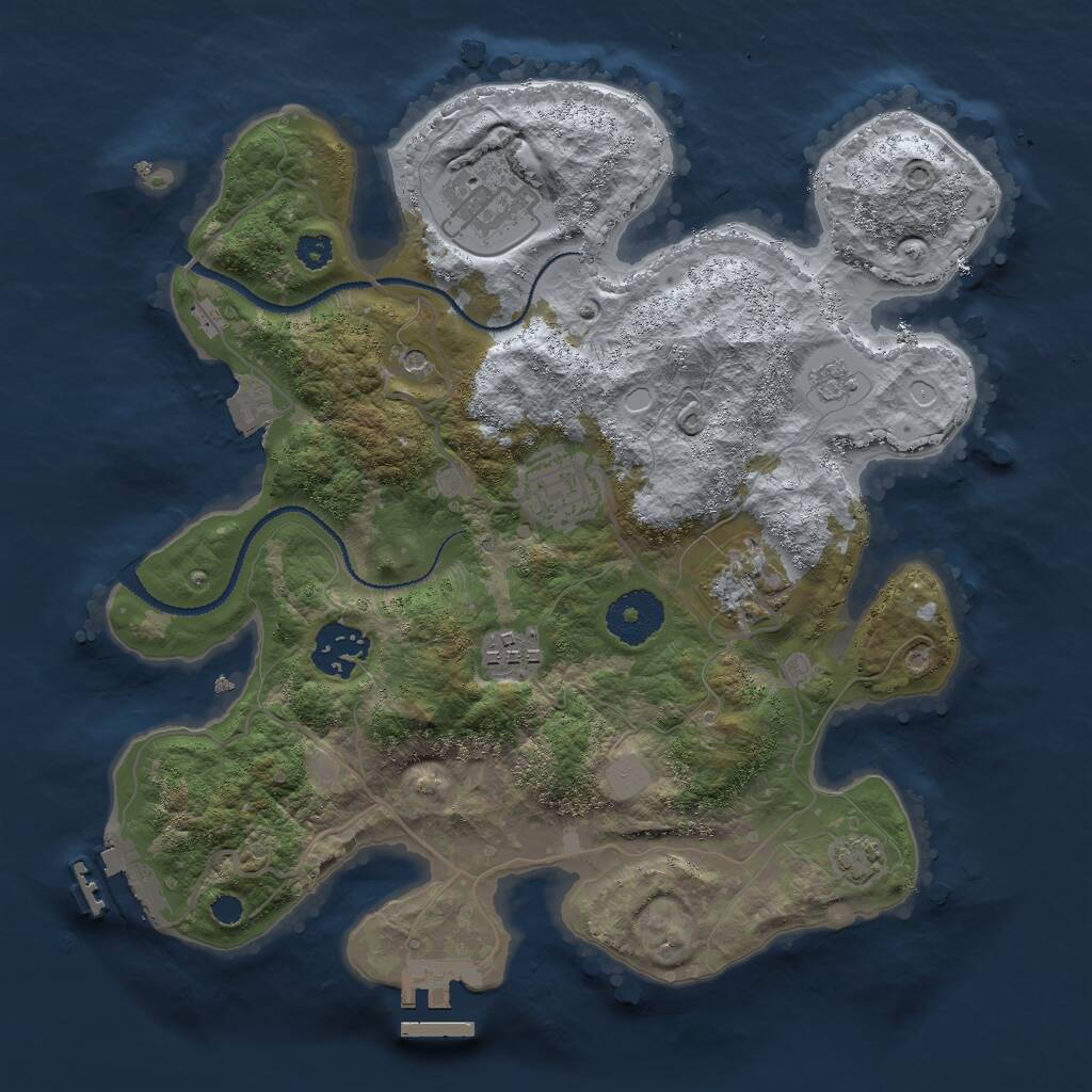 Rust Map: Procedural Map, Size: 3000, Seed: 345897, 11 Monuments