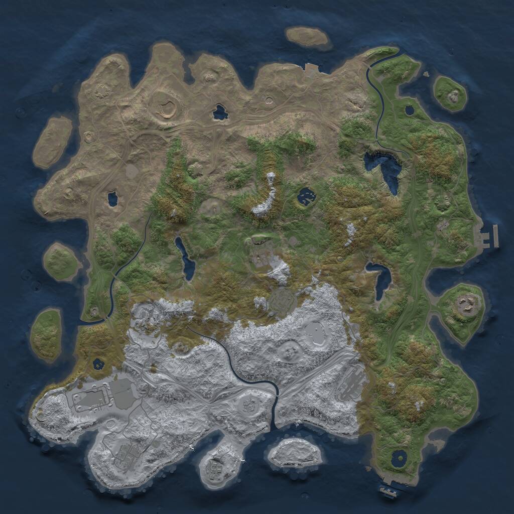 Rust Map: Procedural Map, Size: 4500, Seed: 418079033, 16 Monuments