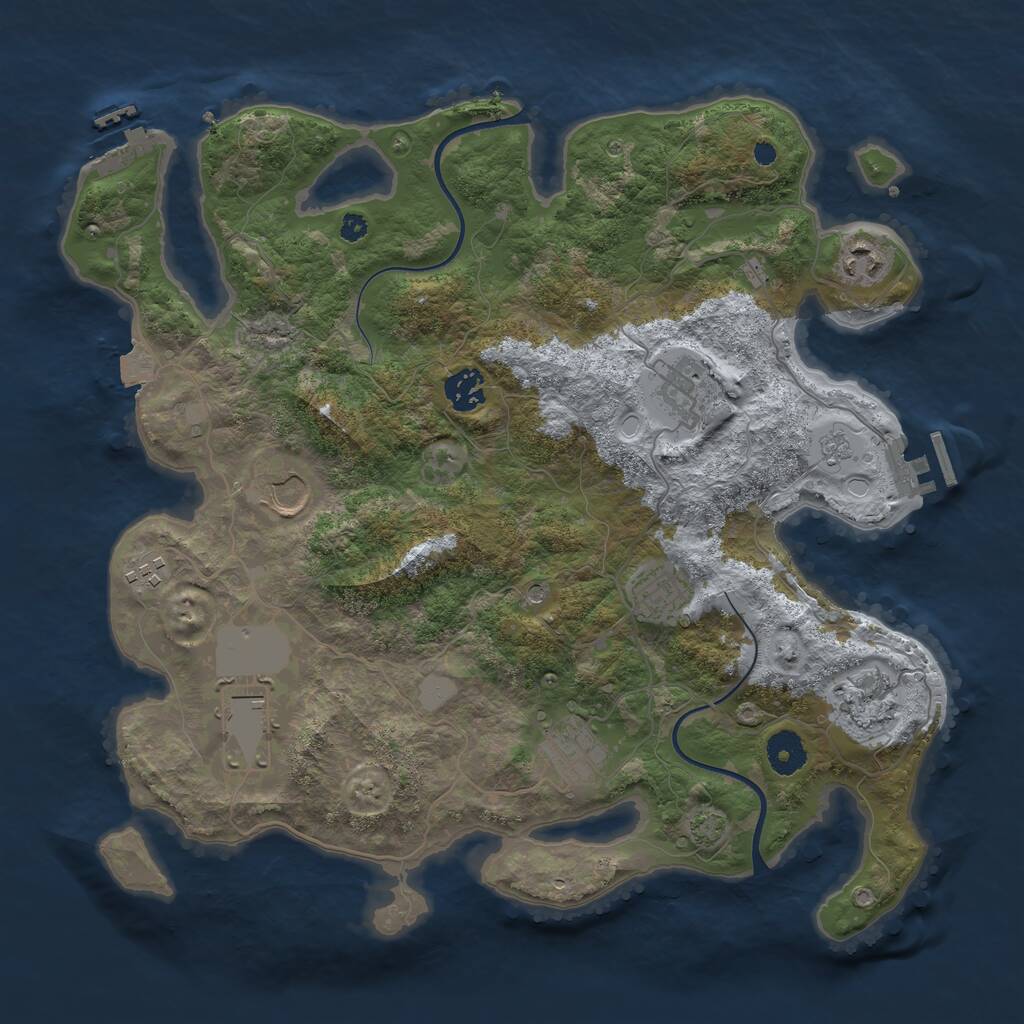 Rust Map: Procedural Map, Size: 3700, Seed: 1630018536, 15 Monuments