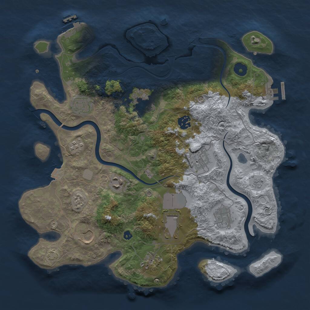Rust Map: Procedural Map, Size: 3500, Seed: 2107557204, 16 Monuments