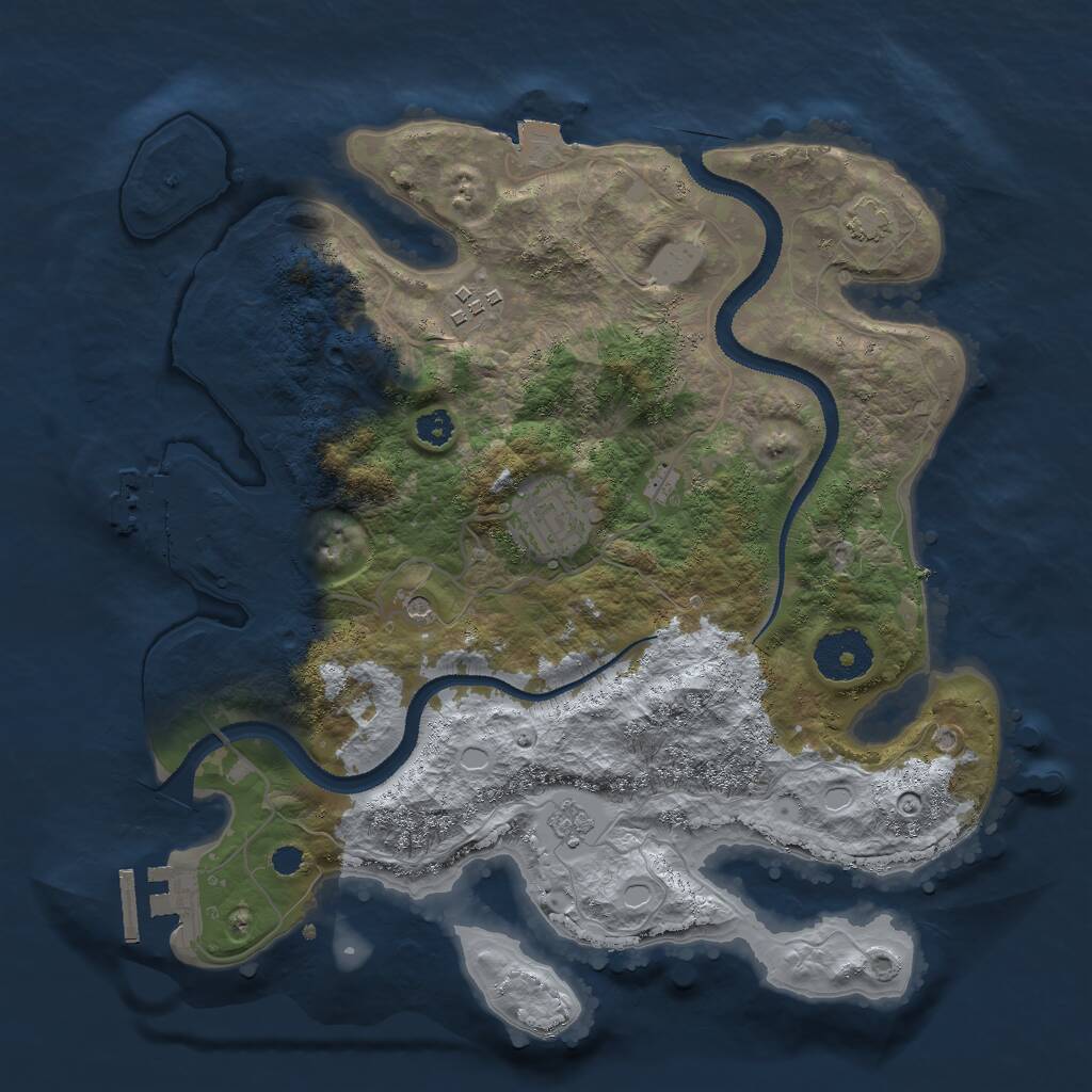 Rust Map: Procedural Map, Size: 3000, Seed: 227009154, 8 Monuments