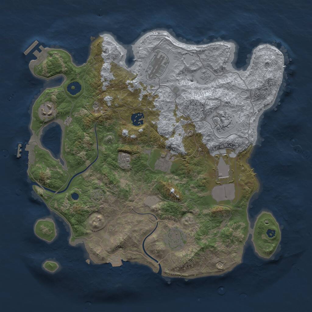 Rust Map: Procedural Map, Size: 3500, Seed: 1462090153, 14 Monuments