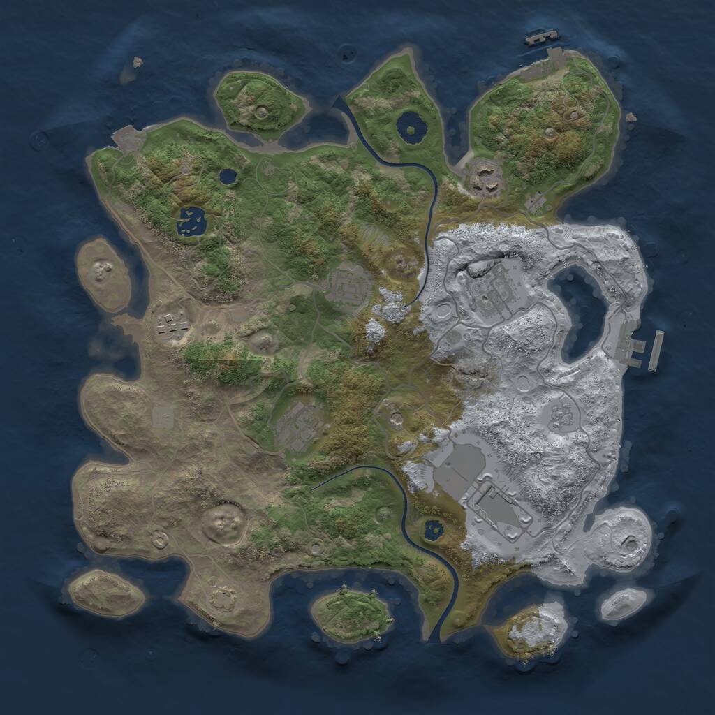 Rust Map: Procedural Map, Size: 3500, Seed: 17157329, 13 Monuments