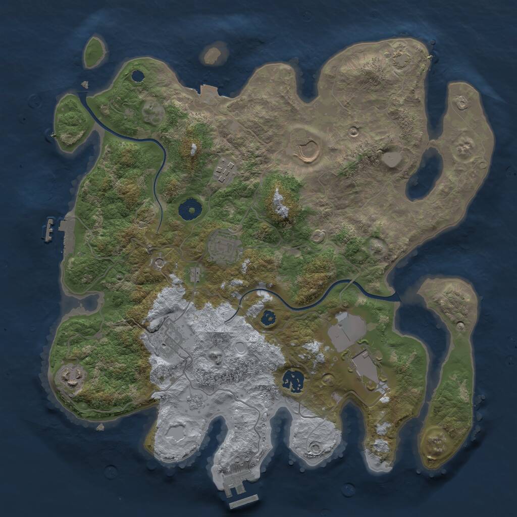 Rust Map: Procedural Map, Size: 3500, Seed: 1969837046, 13 Monuments