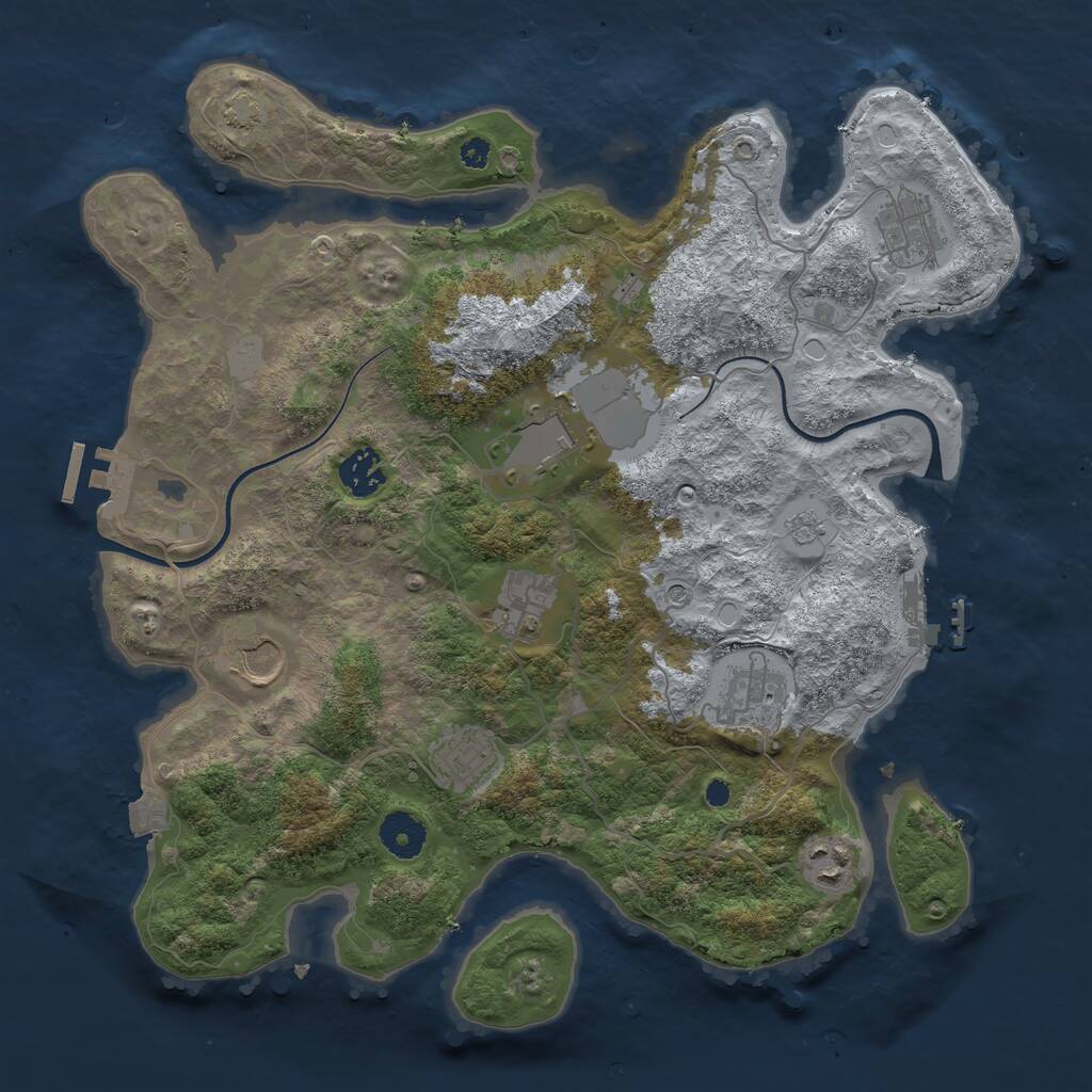 Rust Map: Procedural Map, Size: 3600, Seed: 2106541500, 14 Monuments