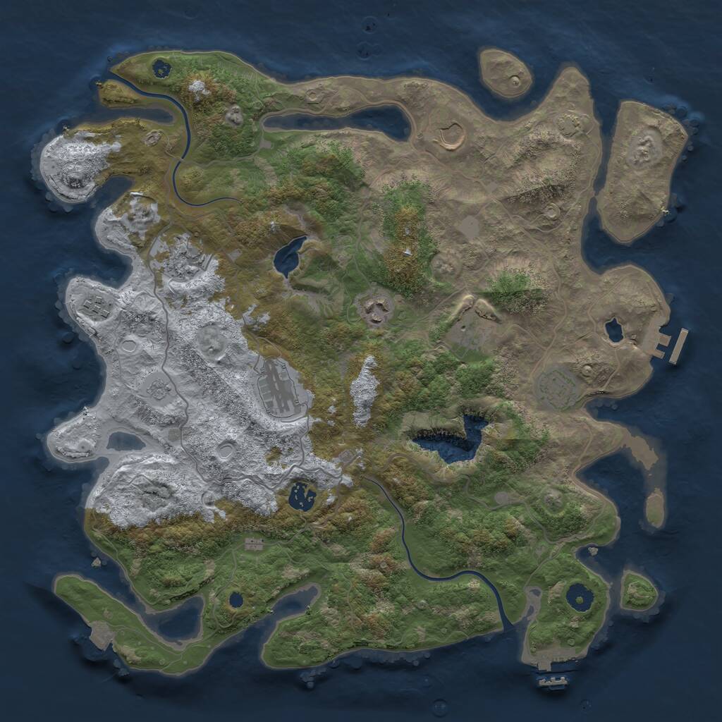 Rust Map: Procedural Map, Size: 4000, Seed: 489869882, 13 Monuments