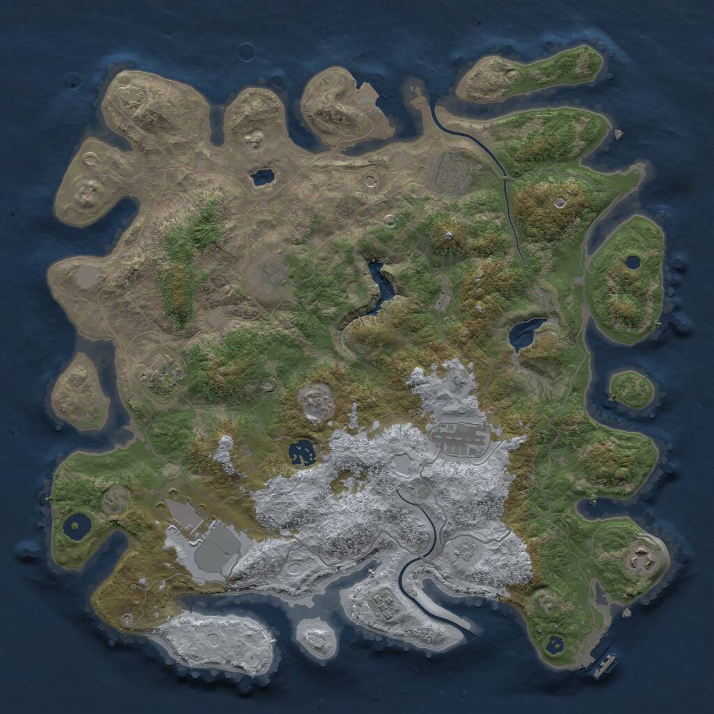 Rust Map: Procedural Map, Size: 4000, Seed: 1836885483, 13 Monuments