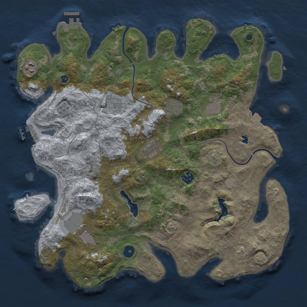 Rust Map: Procedural Map, Size: 4000, Seed: 145874310, 14 Monuments