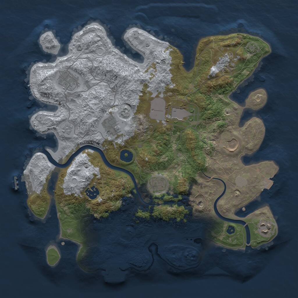 Rust Map: Procedural Map, Size: 3500, Seed: 392270, 15 Monuments