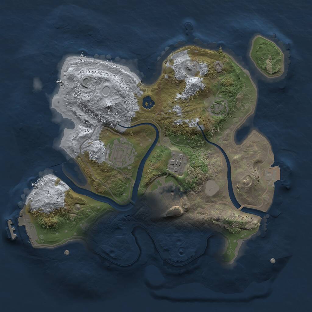 Rust Map: Procedural Map, Size: 2500, Seed: 28475631, 6 Monuments