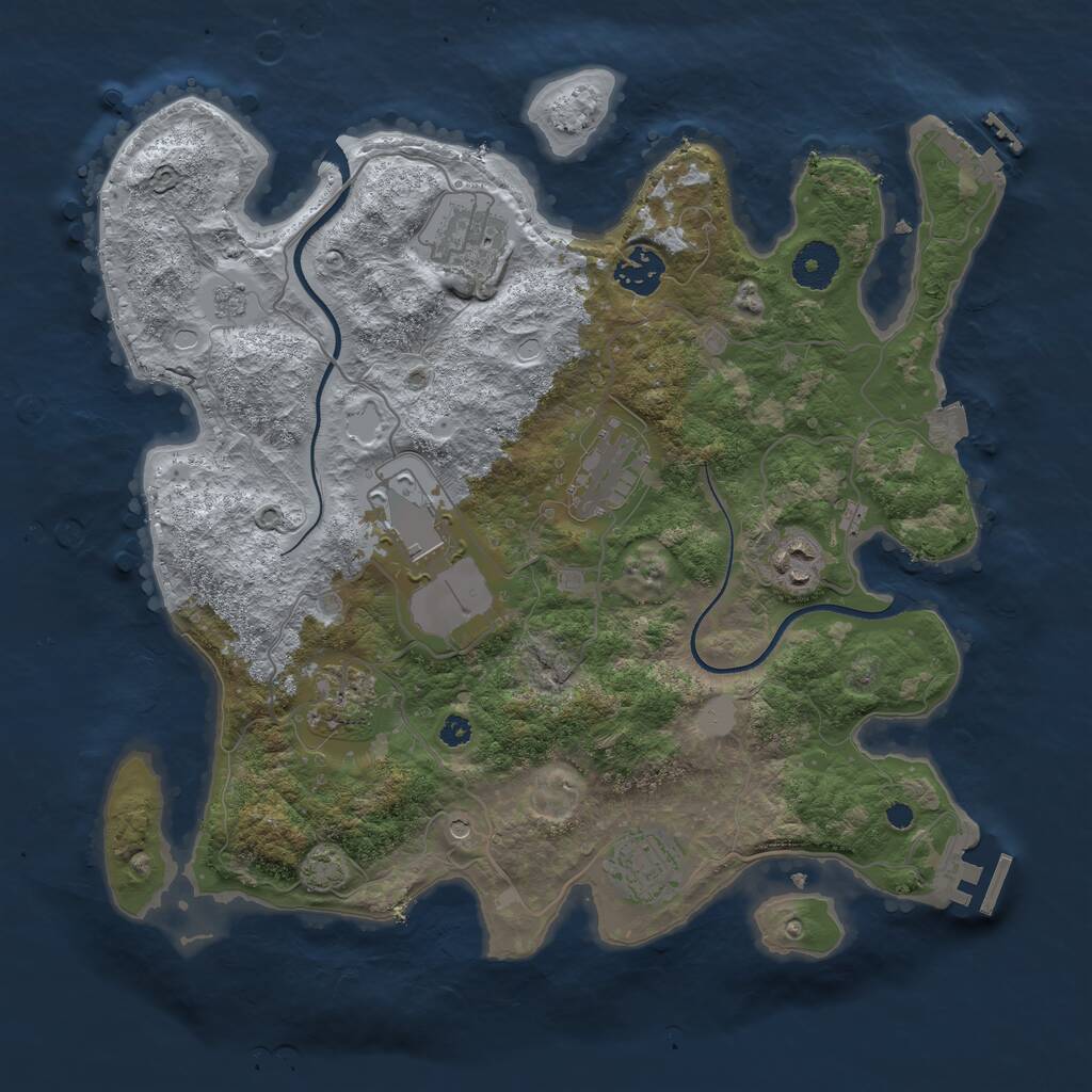 Rust Map: Procedural Map, Size: 3500, Seed: 91015696, 13 Monuments