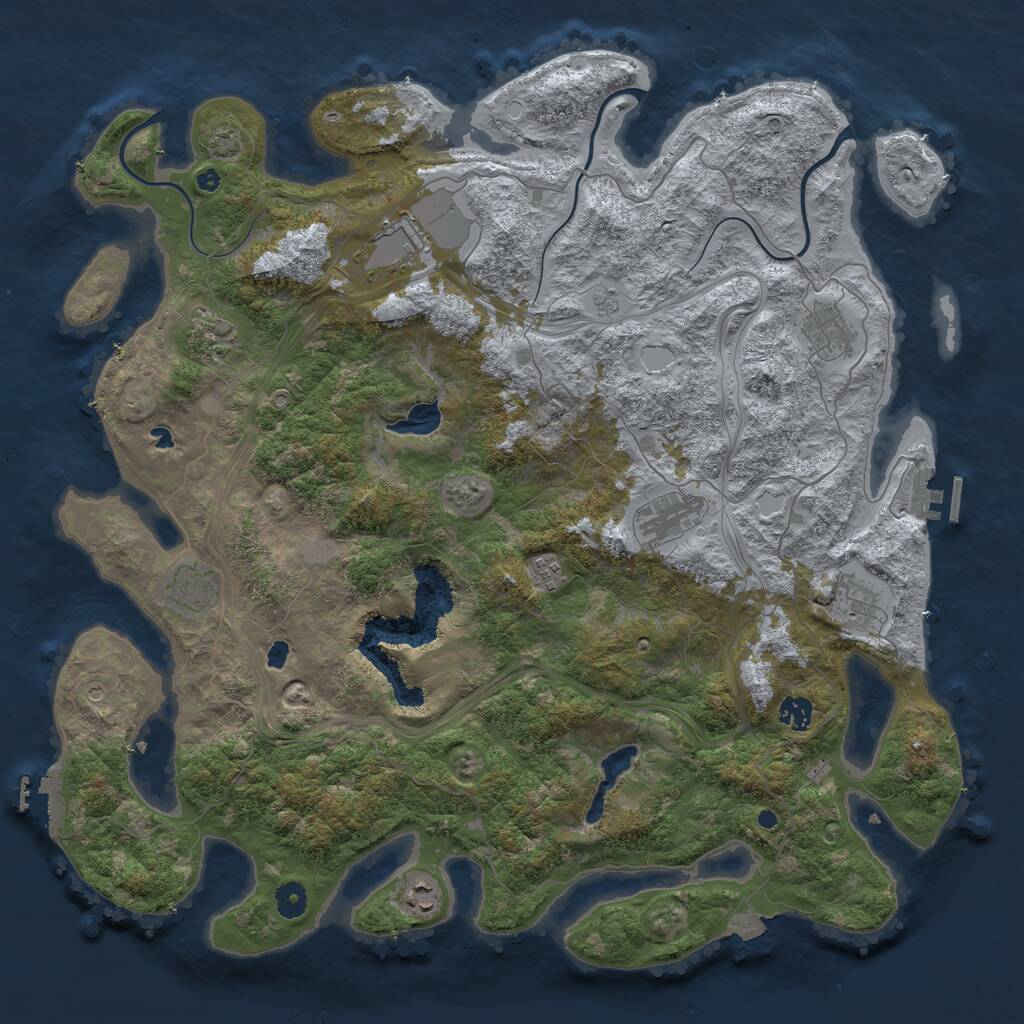 Rust Map: Procedural Map, Size: 4500, Seed: 7456234, 15 Monuments