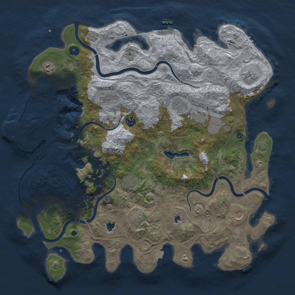 Rust Map: Procedural Map, Size: 4500, Seed: 1423148386, 16 Monuments