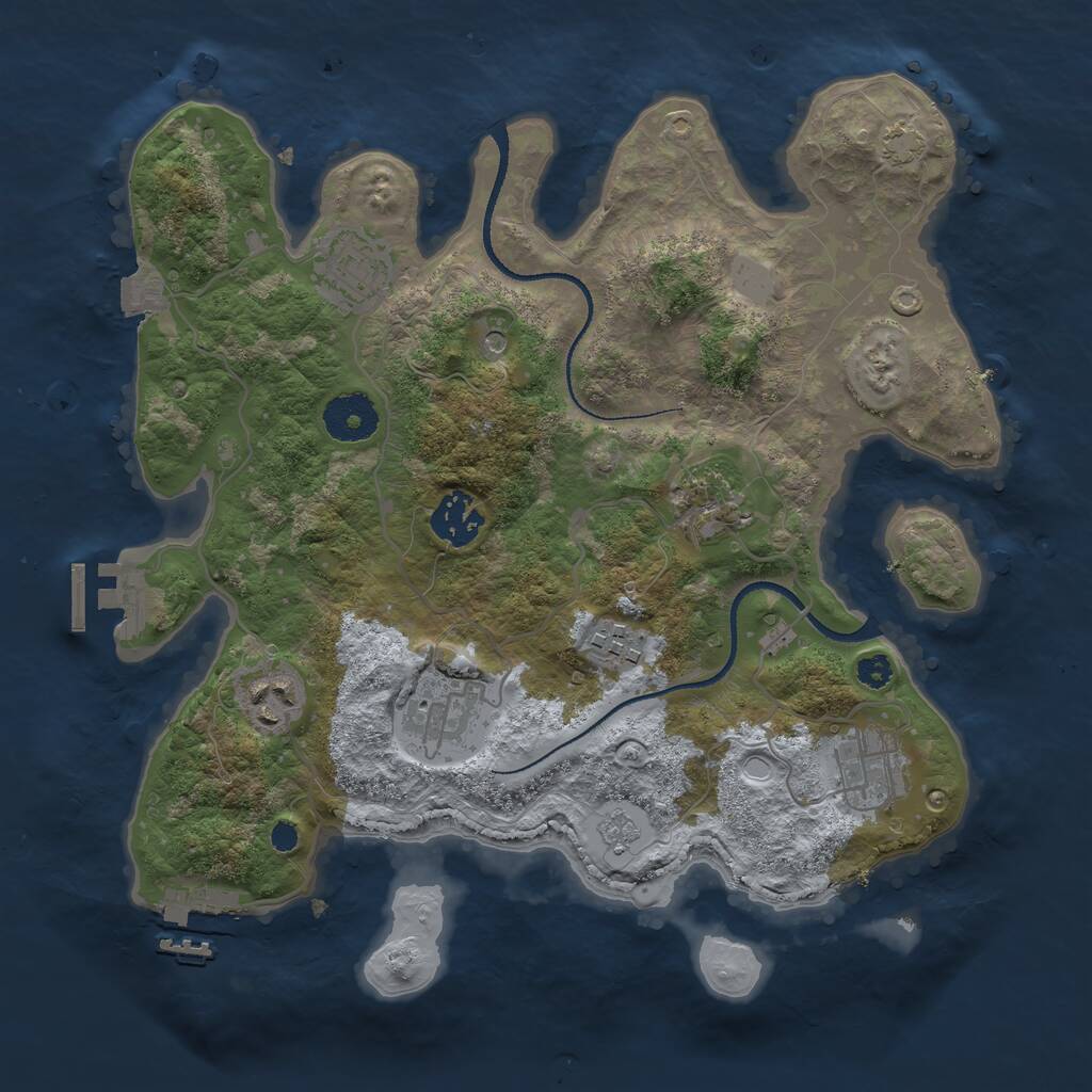 Rust Map: Procedural Map, Size: 3200, Seed: 100297, 13 Monuments