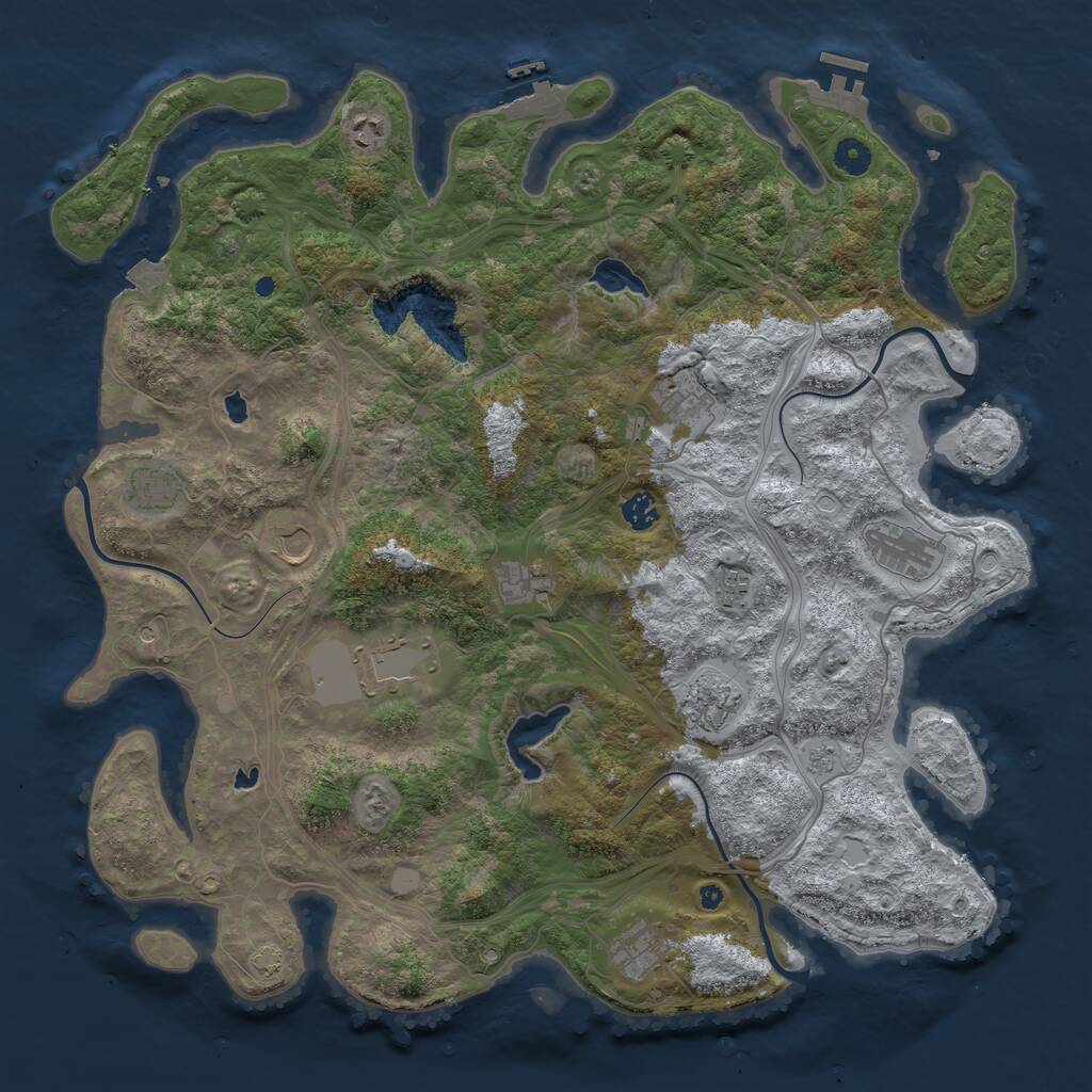 Rust Map: Procedural Map, Size: 4500, Seed: 1924246534, 17 Monuments