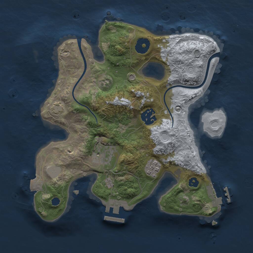 Rust Map: Procedural Map, Size: 2500, Seed: 1229716816, 7 Monuments