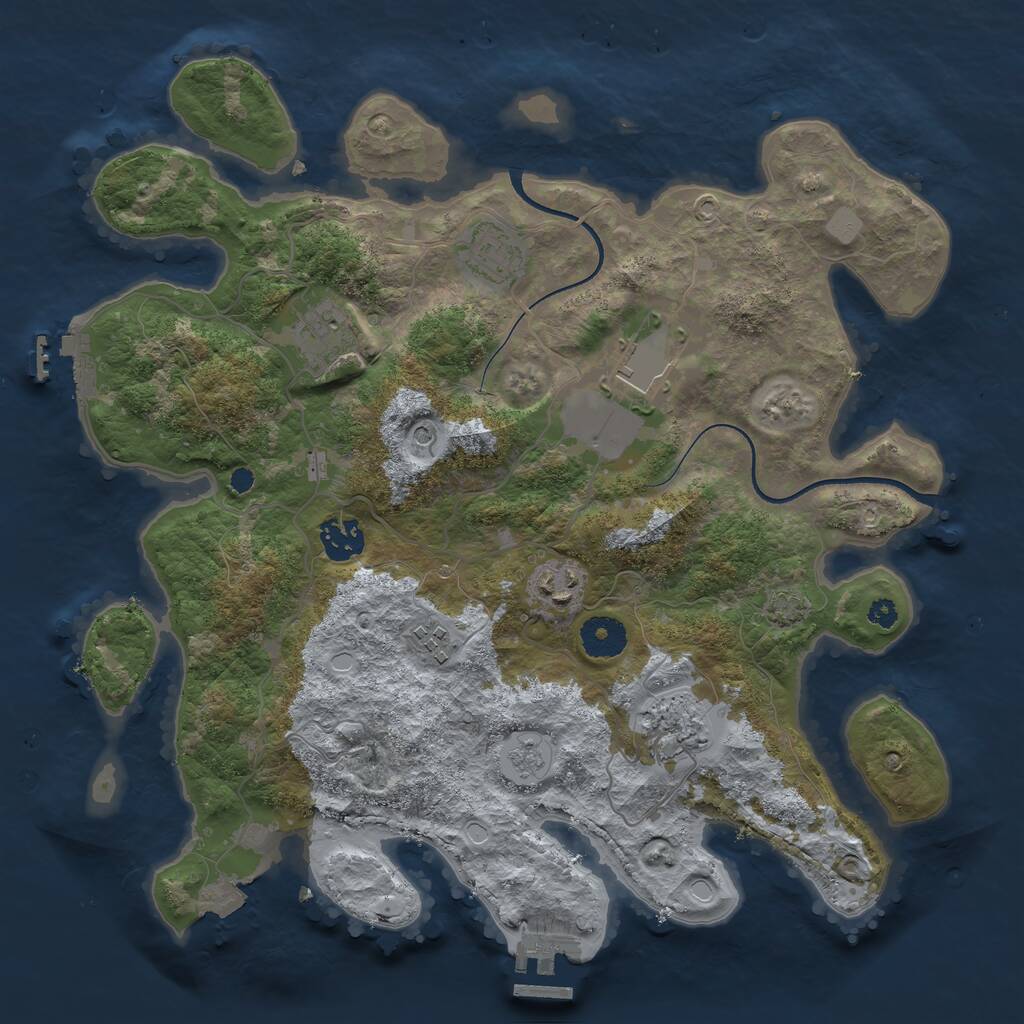 Rust Map: Procedural Map, Size: 3500, Seed: 88025171, 13 Monuments