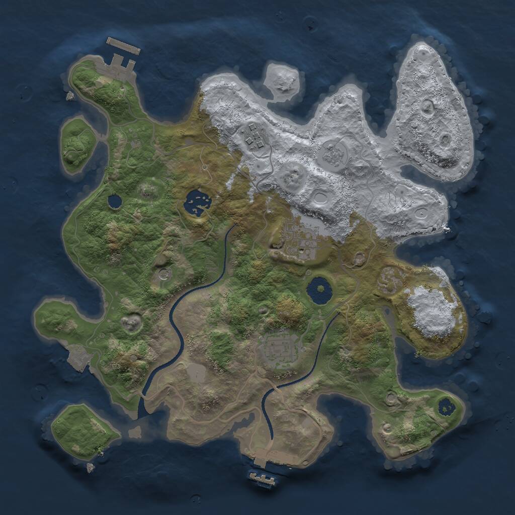Rust Map: Procedural Map, Size: 3000, Seed: 1362071328, 9 Monuments