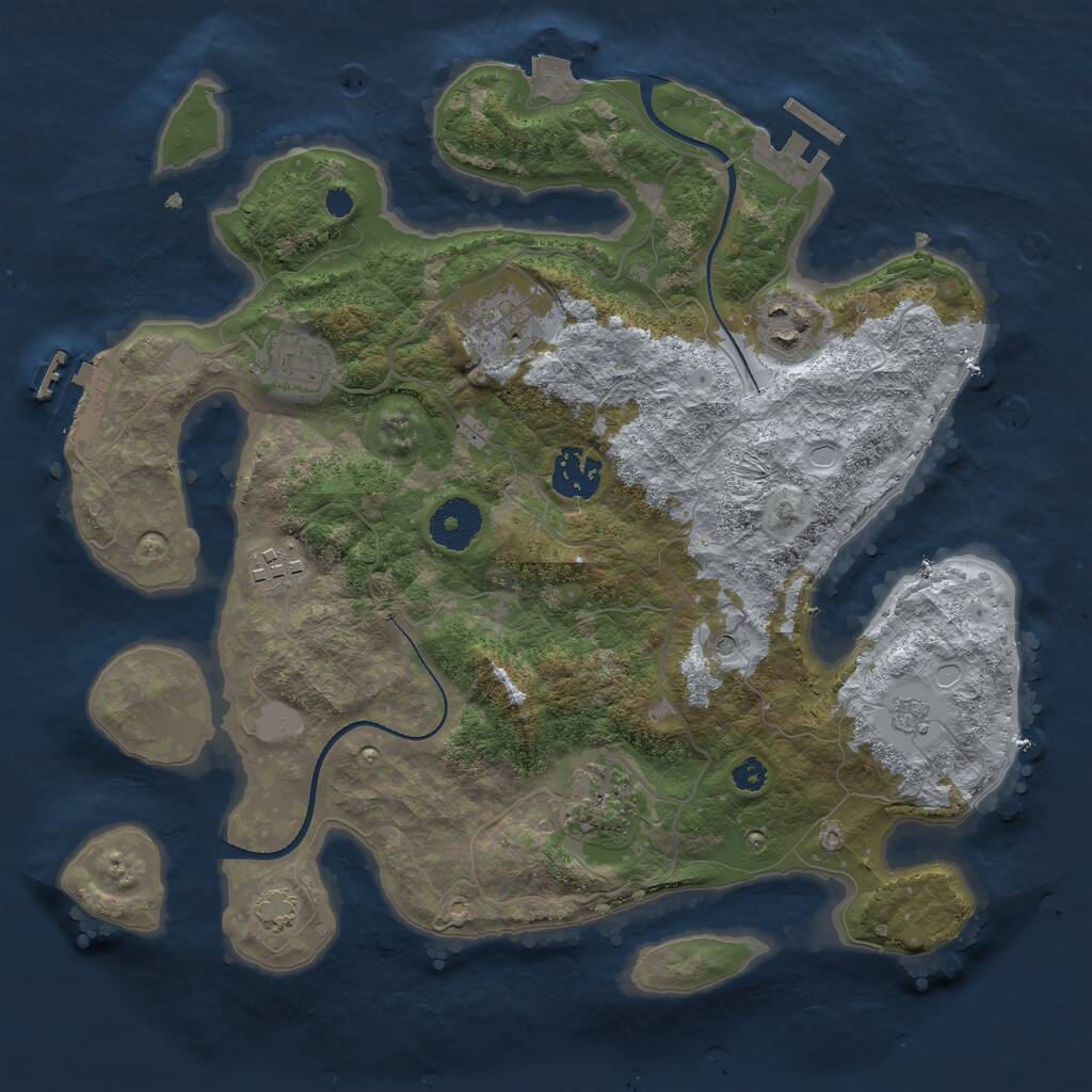 Rust Map: Procedural Map, Size: 3250, Seed: 1855894115, 12 Monuments