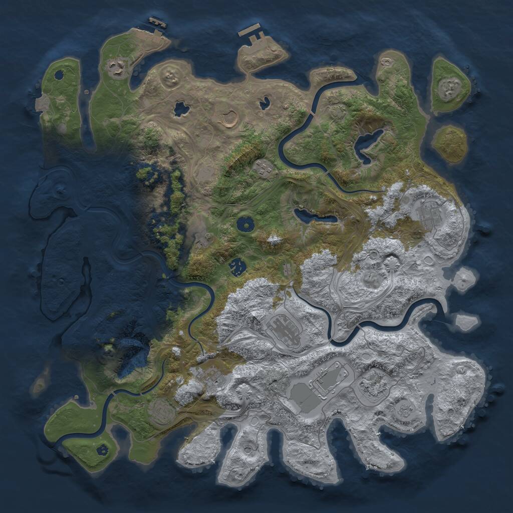 Rust Map: Procedural Map, Size: 4500, Seed: 2128304042, 17 Monuments