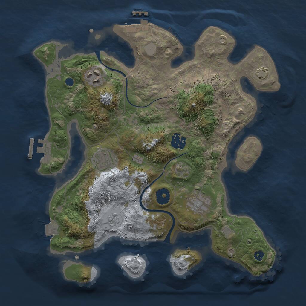 Rust Map: Procedural Map, Size: 3000, Seed: 338175192, 9 Monuments