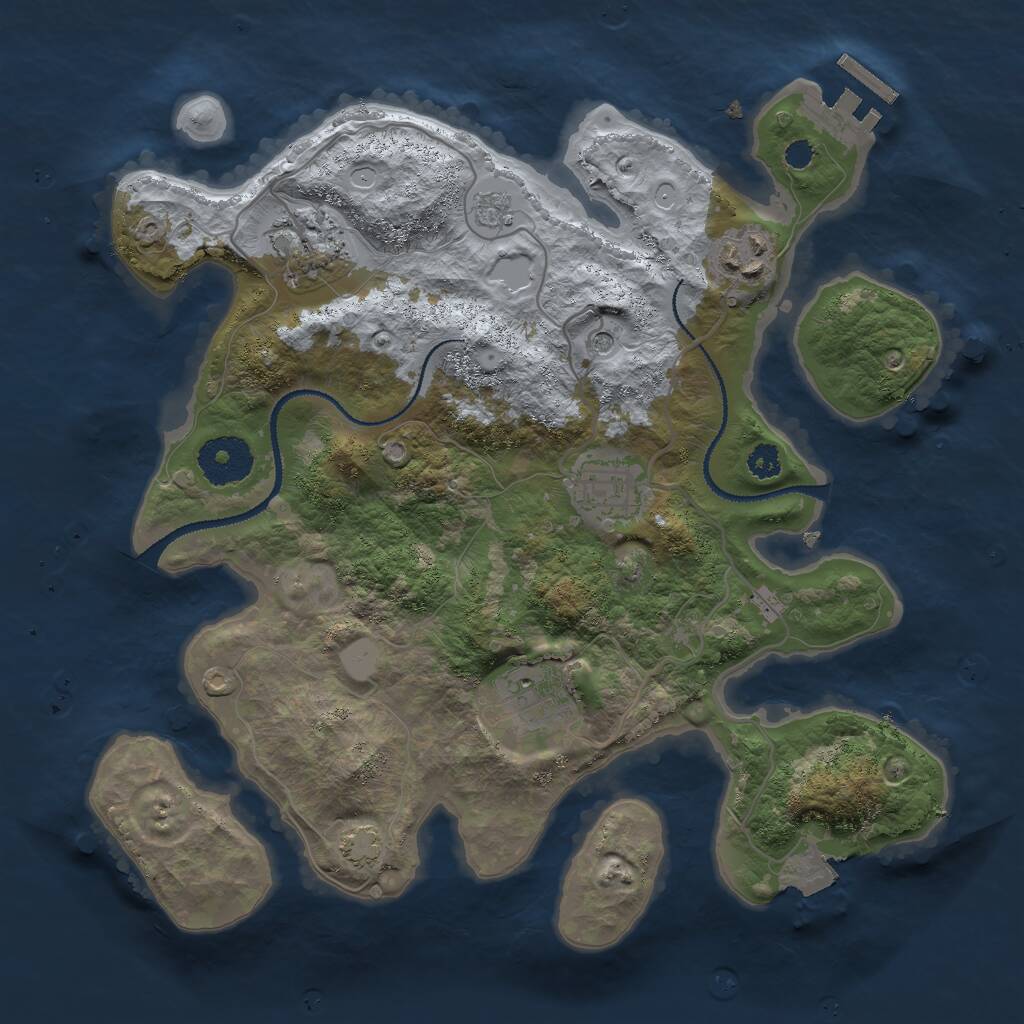 Rust Map: Procedural Map, Size: 3000, Seed: 844028663, 9 Monuments
