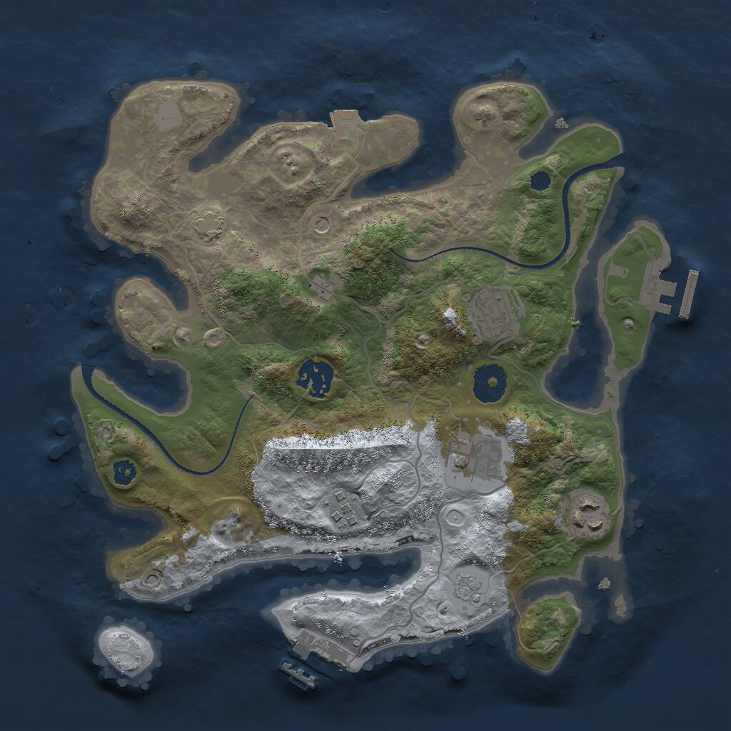 Rust Map: Procedural Map, Size: 3000, Seed: 864588909, 11 Monuments