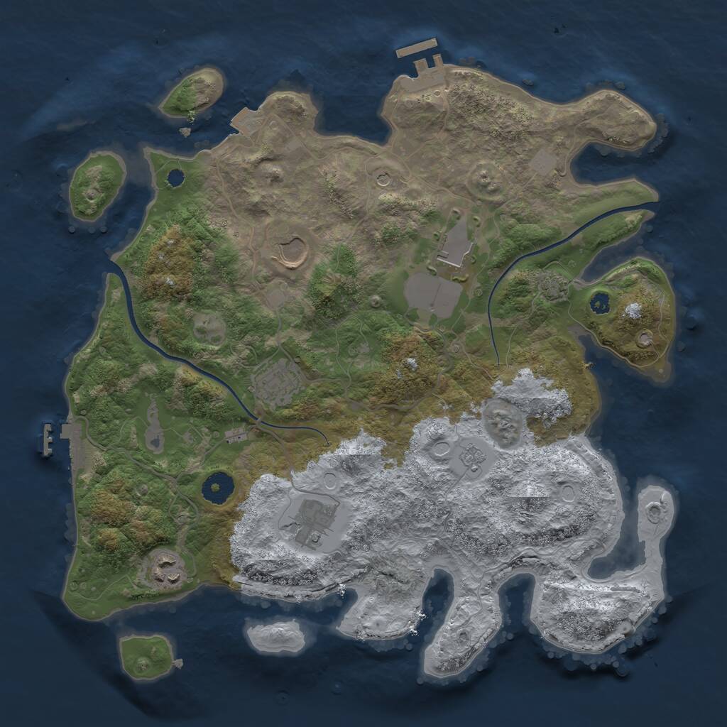 Rust Map: Procedural Map, Size: 3500, Seed: 763109244, 11 Monuments