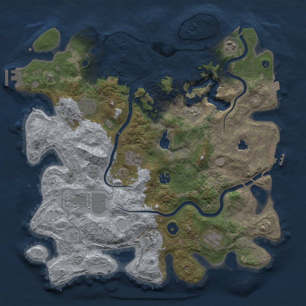 Rust Map: Procedural Map, Size: 4000, Seed: 876454, 14 Monuments