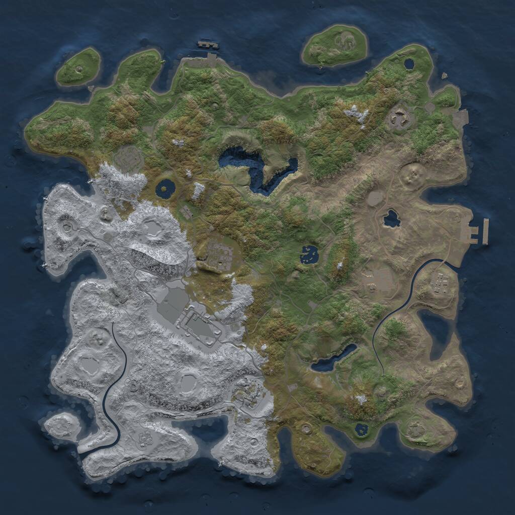 Rust Map: Procedural Map, Size: 4000, Seed: 876454, 14 Monuments