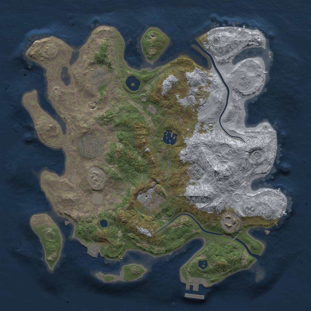 Rust Map: Procedural Map, Size: 3250, Seed: 4257851, 12 Monuments