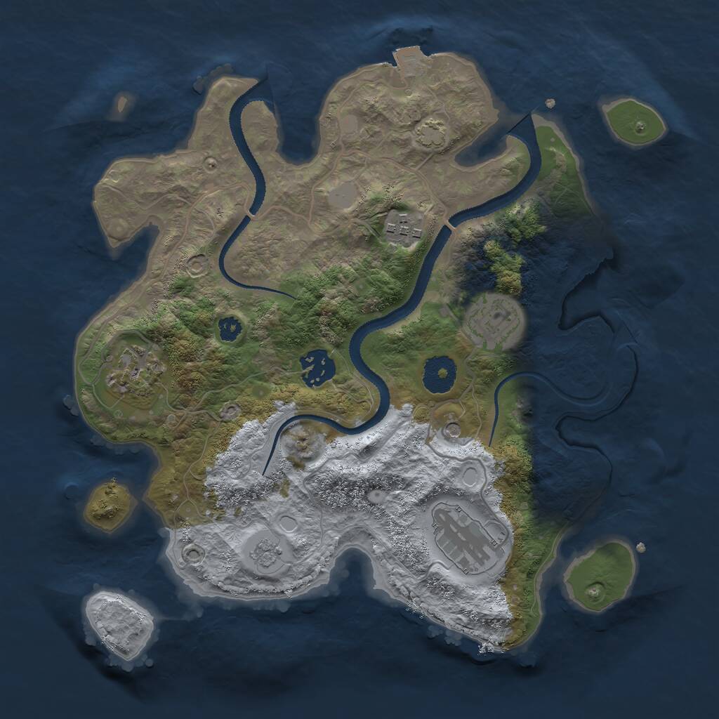 Rust Map: Procedural Map, Size: 3000, Seed: 1371908869, 9 Monuments