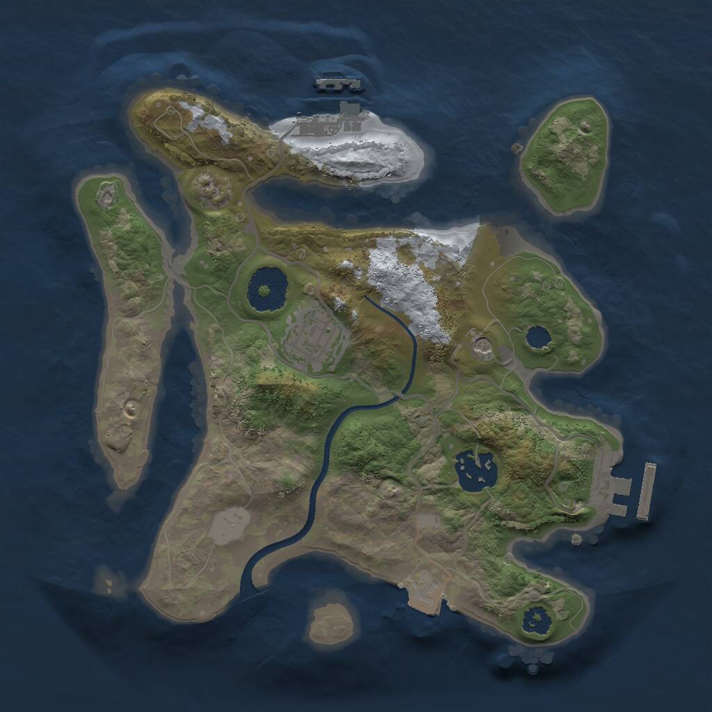 Rust Map: Procedural Map, Size: 2500, Seed: 556943750, 6 Monuments