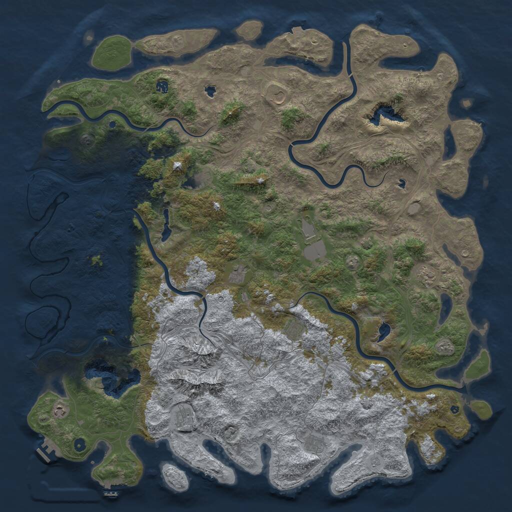 Rust Map: Procedural Map, Size: 6000, Seed: 1916256637, 17 Monuments