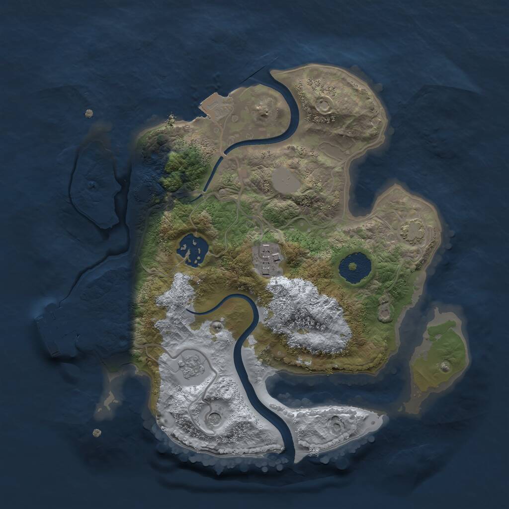 Rust Map: Procedural Map, Size: 2500, Seed: 1023710953, 7 Monuments