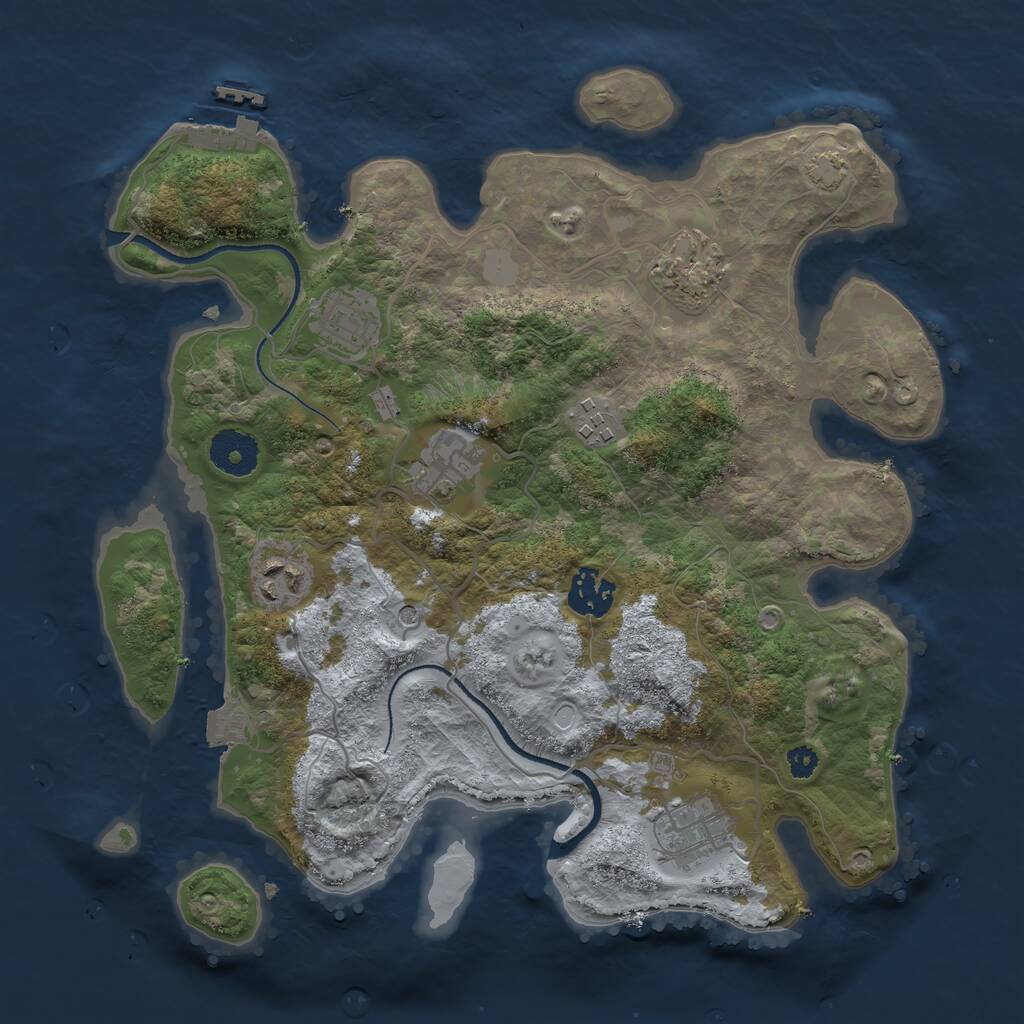 Rust Map: Procedural Map, Size: 3250, Seed: 1431512661, 11 Monuments