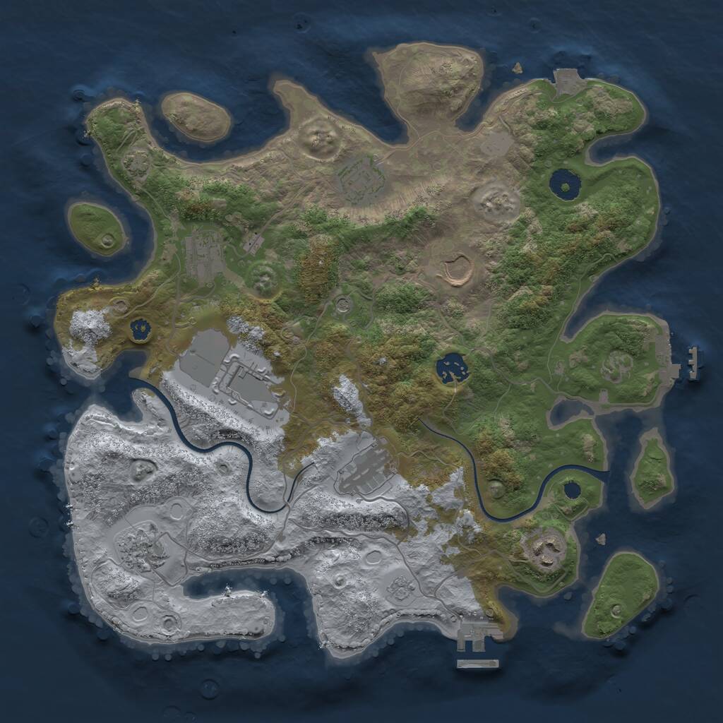 Rust Map: Procedural Map, Size: 3500, Seed: 473939549, 14 Monuments