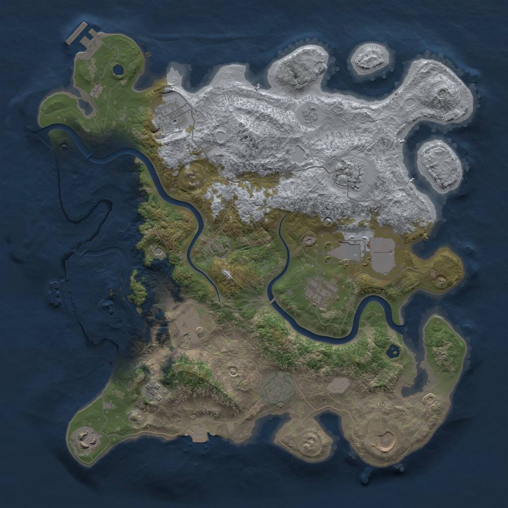 Rust Map: Procedural Map, Size: 3700, Seed: 1170357969, 15 Monuments