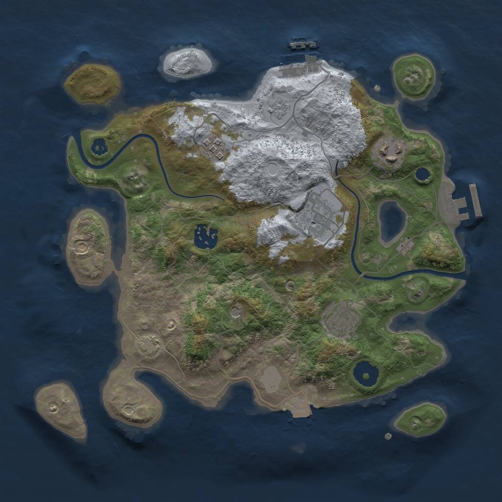 Rust Map: Procedural Map, Size: 3000, Seed: 1914132369, 11 Monuments