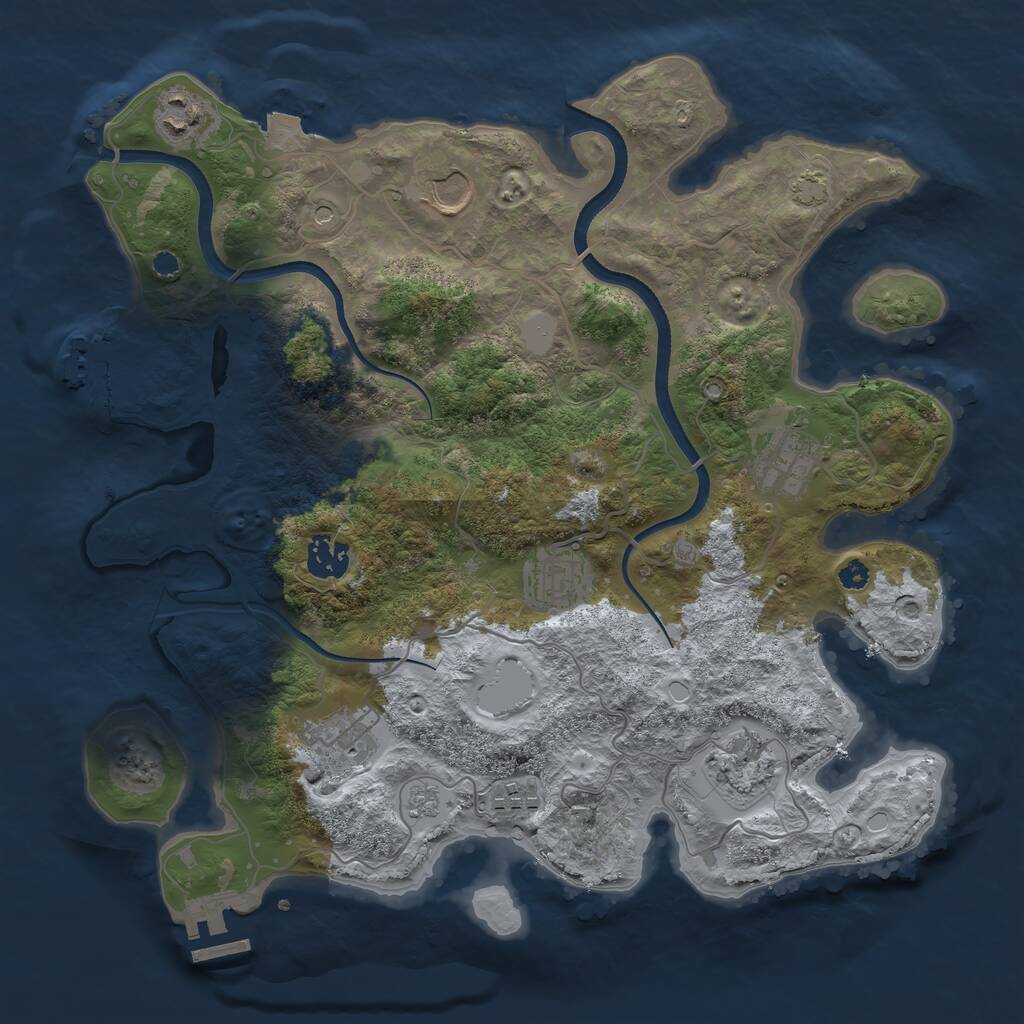 Rust Map: Procedural Map, Size: 3500, Seed: 703565365, 14 Monuments