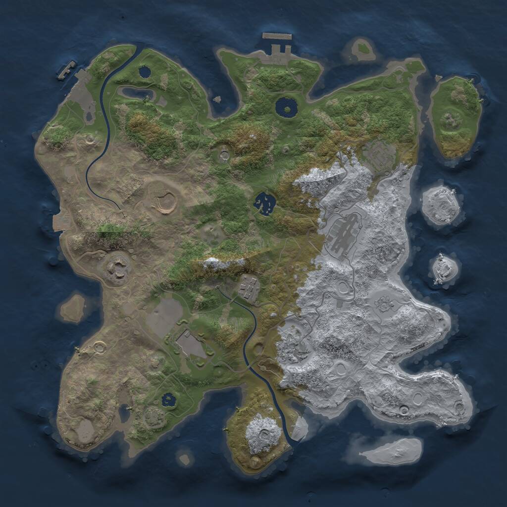 Rust Map: Procedural Map, Size: 3500, Seed: 1507994635, 14 Monuments