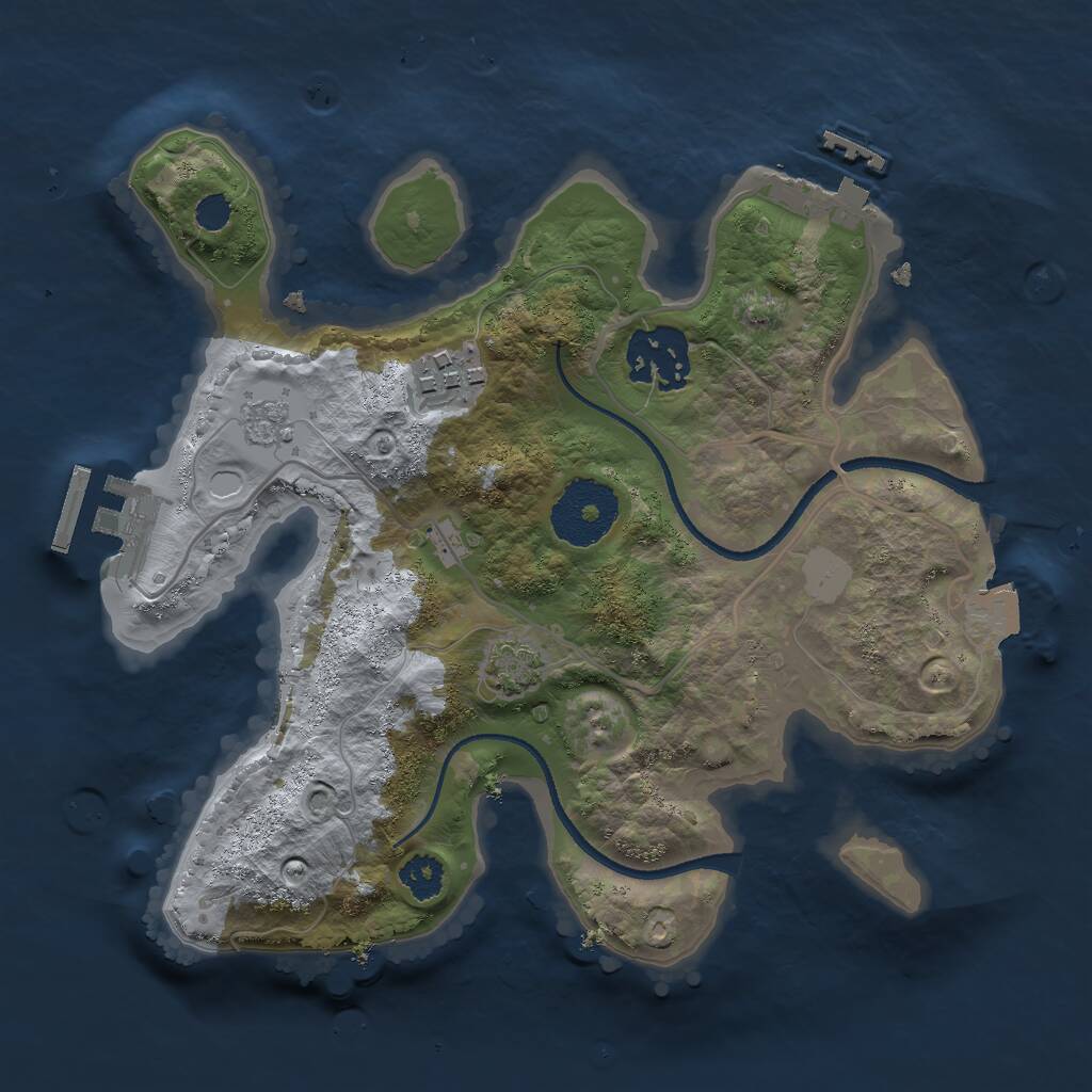 Rust Map: Procedural Map, Size: 2500, Seed: 52345, 7 Monuments