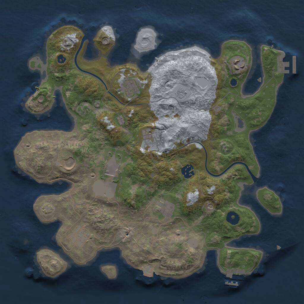 Rust Map: Procedural Map, Size: 3500, Seed: 1909197517, 14 Monuments