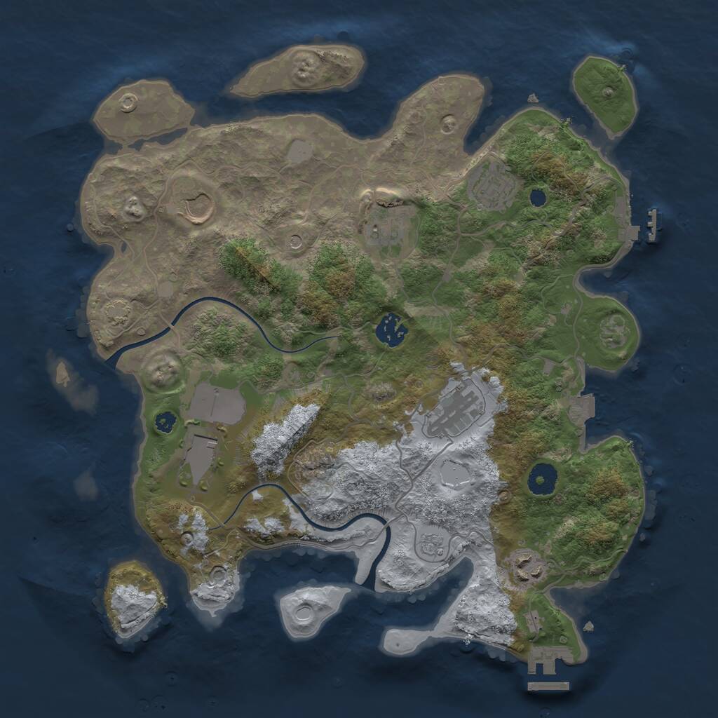 Rust Map: Procedural Map, Size: 3500, Seed: 1544514513, 13 Monuments