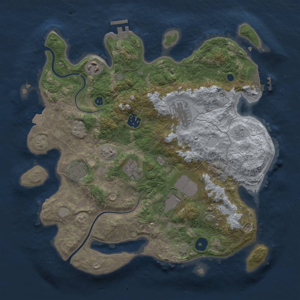 Rust Map: Procedural Map, Size: 3500, Seed: 63639, 14 Monuments